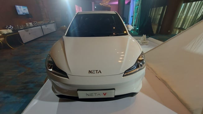 Mobil listrik Neta V resmi dipasarkan di Indonesia. (Musikpedia/Manuel Jeghesta)